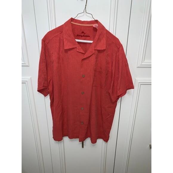 Tommy Bahama Men's XL Red Silk‎ Short Sleeve Button-Up Shirt Casual - Picture 1 of 6